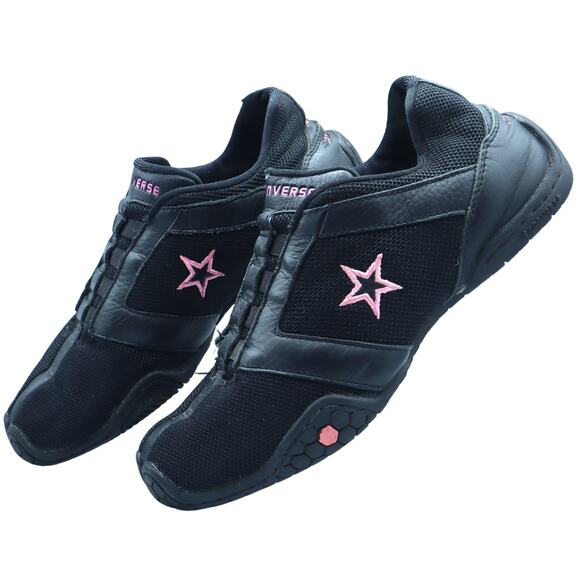 Converse Black Pink Star Slip on Sneaker Walking Running Shoes Womens 7 Driving - Picture 1 of 7